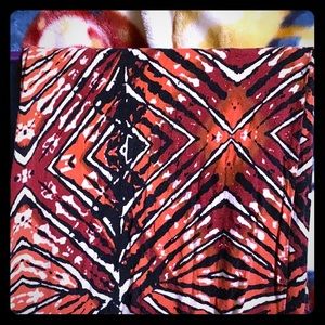 Brown blk orange and white long skirt